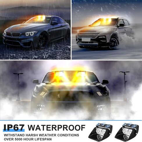 5.3" Red 24Leds Visor Lights Dash Lights Emergency Warning Strobe Lights 19 Modes with Suction Cups for Vehicles Truck Interior Roof/Dash/Windshield in Saudi Arabia