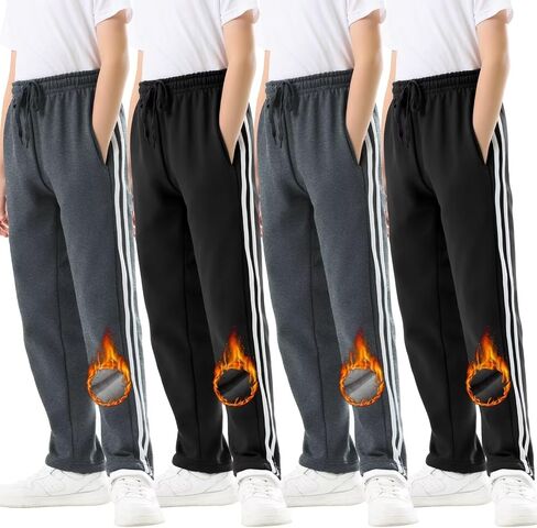 Rolimaka 4 Pcs Boys Sweatpants Soft Fleece Lined Open Bottom Youth Basic Athletic Joggers with Pockets Thermal Pants for Boys in Saudi Arabia