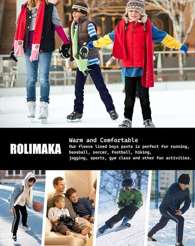 Rolimaka 4 Pcs Boys Sweatpants Soft Fleece Lined Open Bottom Youth Basic Athletic Joggers with Pockets Thermal Pants for Boys in Saudi Arabia