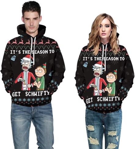 Gloria&Sarah Ugly Christmas Sweaters Sweatshirt Outfits for Women Men Funny Shirts Tops 3D Cute Hoodie Pullover in Saudi Arabia