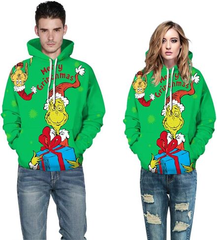 Gloria&Sarah Ugly Christmas Sweaters Sweatshirt Outfits for Women Men Funny Shirts Tops 3D Cute Hoodie Pullover in Saudi Arabia