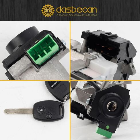Dasbecan Ignition Switch Lock Cylinder Assembly Compatible with Honda Accord CRV FIT Odyssey Civic 2006-2011 06350-SAA-G30 35100-SDA-A71 (with Chip ID46 Keys) in Kuwait