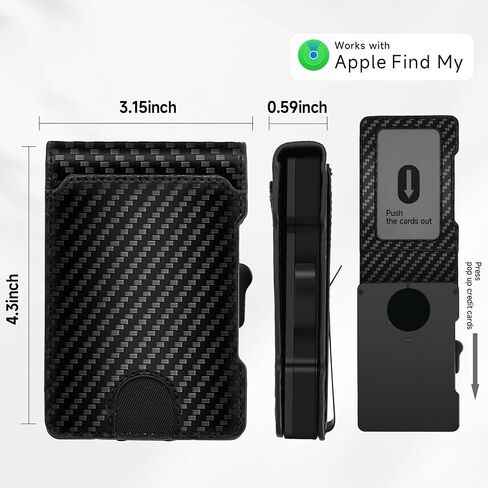 Air Wallet Minimalist Wallet with Built-in Airtag Chip, RFID Blocking Credit Card Clip, Bi-Fold Minimalist Wallet, Compatible with Apple Find My IOS Only, Trackable Wallet (Carbon Fiber Pattern) in Saudi Arabia