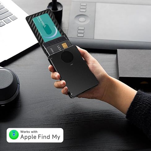 Air Wallet Minimalist Wallet with Built-in Airtag Chip, RFID Blocking Credit Card Clip, Bi-Fold Minimalist Wallet, Compatible with Apple Find My IOS Only, Trackable Wallet (Carbon Fiber Pattern) in Saudi Arabia