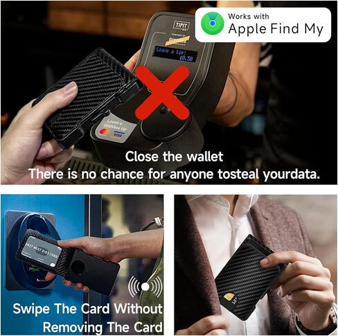 Air Wallet Minimalist Wallet with Built-in Airtag Chip, RFID Blocking Credit Card Clip, Bi-Fold Minimalist Wallet, Compatible with Apple Find My IOS Only, Trackable Wallet (Carbon Fiber Pattern) in Saudi Arabia