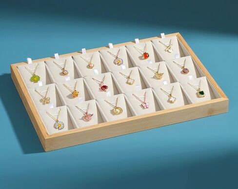 Jewelry Tray 18Grids Pendants Organizer Necklaces Displaycase Green Jewelrystorage Holder in Saudi Arabia
