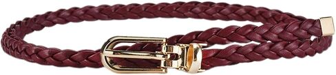 Women's Faux Leather Thin Braided Belt Fashion Belt Buckle Holeless Cute Metal D Ring Summer Skinny Tie Belt in Kuwait