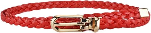 Women's Faux Leather Thin Braided Belt Fashion Belt Buckle Holeless Cute Metal D Ring Summer Skinny Tie Belt in Kuwait