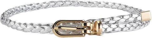 Women's Faux Leather Thin Braided Belt Fashion Belt Buckle Holeless Cute Metal D Ring Summer Skinny Tie Belt in Kuwait