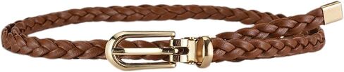 Women's Faux Leather Thin Braided Belt Fashion Belt Buckle Holeless Cute Metal D Ring Summer Skinny Tie Belt in Kuwait