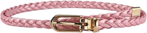 Women's Faux Leather Thin Braided Belt Fashion Belt Buckle Holeless Cute Metal D Ring Summer Skinny Tie Belt in Kuwait