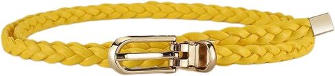 Women's Faux Leather Thin Braided Belt Fashion Belt Buckle Holeless Cute Metal D Ring Summer Skinny Tie Belt in Kuwait