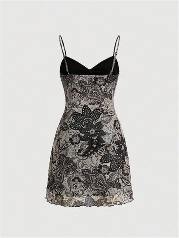 Floerns Women's Floral Print Tie Front Spaghetti Strap Vintage Cami Short Dress in Saudi Arabia