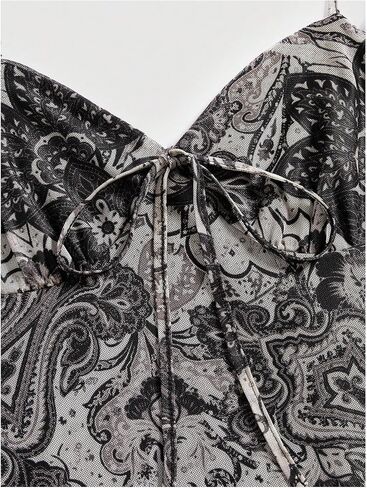 Floerns Women's Floral Print Tie Front Spaghetti Strap Vintage Cami Short Dress in Saudi Arabia