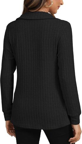 YSYOKOW Womens Long Sleeve Tops Trendy V Neck T Shirts Business Casual Blouses Dressy Collared Tunic in Saudi Arabia