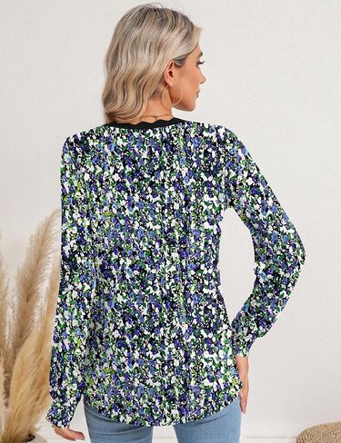 Rapbin Womens Fall Tops Casual V Neck Long Sleeve Shirts Loose Tunic Work Blouses Fashion 2024 in Saudi Arabia