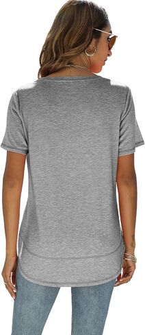 Beimuc Summer Tops for Women Short Sleeve Crewneck Tshirts Side Split Loose Fit Tunic Shirts in Kuwait