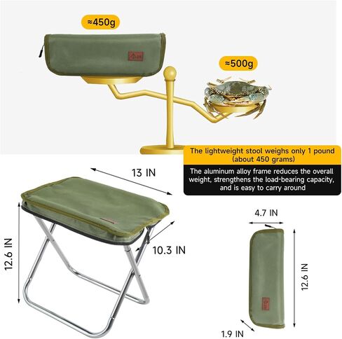 Camping Stool，Portable Foldable Stool, Lightweight Zip Packed Stool ，Aluminum Alloy Convenient for Travel Chair for Camping，Fishing Hiking，BBQ，Wait in Line， 300 LBS Load (Gold Color) in Saudi Arabia