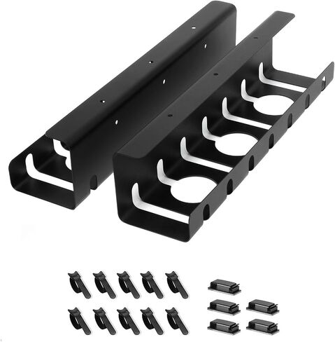 2 Pack Under Desk Cable Management Tray, 17" No Drill/Drill Cable Tray, Desk Cable Management Tray, Wire Management Tray, Cord Management Under Desk, Wire Tray, Desk Cable Tray, White in Saudi Arabia