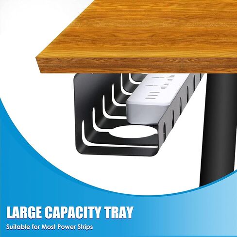 2 Pack Under Desk Cable Management Tray, 17" No Drill/Drill Cable Tray, Desk Cable Management Tray, Wire Management Tray, Cord Management Under Desk, Wire Tray, Desk Cable Tray, White in Saudi Arabia