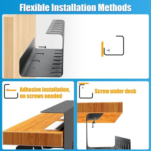 2 Pack Under Desk Cable Management Tray, 17" No Drill/Drill Cable Tray, Desk Cable Management Tray, Wire Management Tray, Cord Management Under Desk, Wire Tray, Desk Cable Tray, White in Saudi Arabia