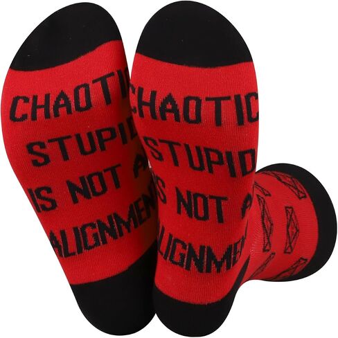 JXGZSO D20 RPG Lover Gift Chaotic Stupid Is Not An Alignment Dungeon Master Socks Dragons Gamer Gift D20 Dice Socks in Saudi Arabia