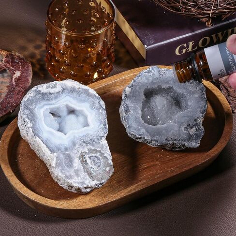 moonsix 0.22-0.44 Lb Natural Quartz Geode Agate Stone Healing Crystal Cluster Mineral Specimen for Positive Energy, Reiki, Wicca, Home Office Decor in Kuwait