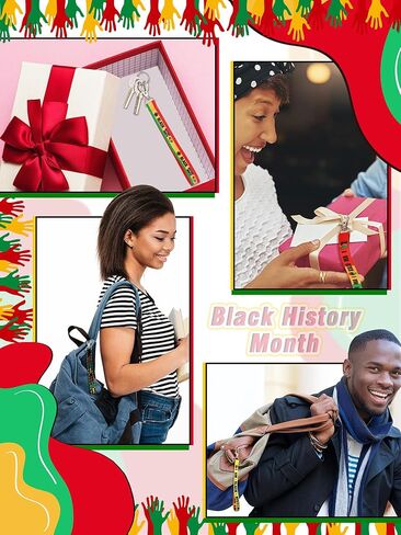 Sureio 48 Pcs Black History Month Lanyard Keychains Gifts Bulk Black History Month Keychains Gifts Heart Mouth Map Key Rings Black History for Black History Month Party Favors African American Party in Kuwait