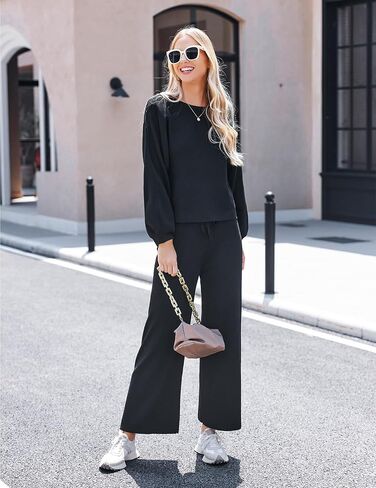 Ekouaer Lounge Sets for Women 2 Piece Sets Knit Sets Long Sleeve Winter Sweater Wide Leg Pants Outfits in Saudi Arabia