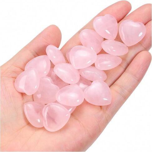 Jovivi 20pcs Heart Crystals 0.8 * 0.4 Inches Natural Rose Quartz Healing Crystal Carved Polished Hearts Palm Gemstones Worry Stone Chakra Reiki Meditation Love Gift in Saudi Arabia