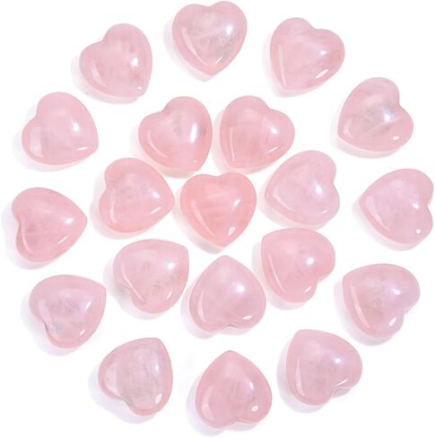 Jovivi 20pcs Heart Crystals 0.8 * 0.4 Inches Natural Rose Quartz Healing Crystal Carved Polished Hearts Palm Gemstones Worry Stone Chakra Reiki Meditation Love Gift in Saudi Arabia
