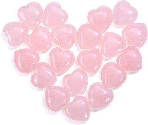 Jovivi 20pcs Heart Crystals 0.8 * 0.4 Inches Natural Rose Quartz Healing Crystal Carved Polished Hearts Palm Gemstones Worry Stone Chakra Reiki Meditation Love Gift in Saudi Arabia
