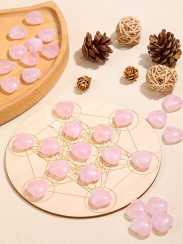 Jovivi 20pcs Heart Crystals 0.8 * 0.4 Inches Natural Rose Quartz Healing Crystal Carved Polished Hearts Palm Gemstones Worry Stone Chakra Reiki Meditation Love Gift in Saudi Arabia