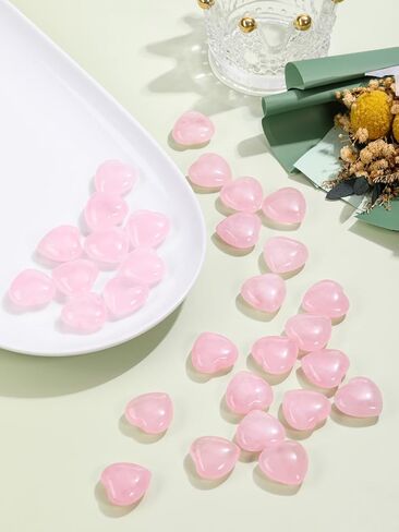 Jovivi 20pcs Heart Crystals 0.8 * 0.4 Inches Natural Rose Quartz Healing Crystal Carved Polished Hearts Palm Gemstones Worry Stone Chakra Reiki Meditation Love Gift in Saudi Arabia