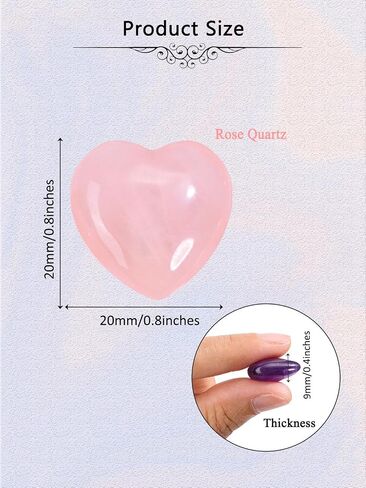 Jovivi 20pcs Heart Crystals 0.8 * 0.4 Inches Natural Rose Quartz Healing Crystal Carved Polished Hearts Palm Gemstones Worry Stone Chakra Reiki Meditation Love Gift in Saudi Arabia