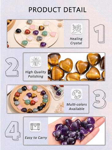 Jovivi 20pcs Heart Crystals 0.8 * 0.4 Inches Natural Rose Quartz Healing Crystal Carved Polished Hearts Palm Gemstones Worry Stone Chakra Reiki Meditation Love Gift in Saudi Arabia