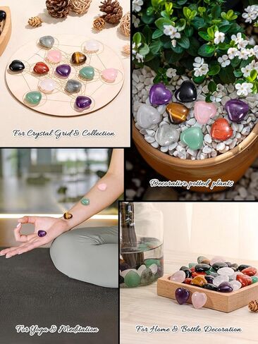 Jovivi 20pcs Heart Crystals 0.8 * 0.4 Inches Natural Rose Quartz Healing Crystal Carved Polished Hearts Palm Gemstones Worry Stone Chakra Reiki Meditation Love Gift in Saudi Arabia
