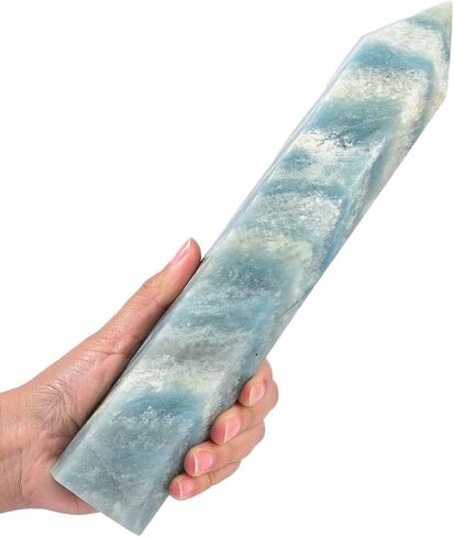 JIC Gem Natural Trolleite Obelisk Tower Wand Large Healing Crystal Point Wand 6 Faceted Reiki Chakra Meditation Therapy Home Decor Crystal Gift 2.2-2.6 Lbs in Kuwait