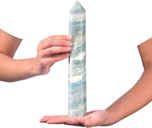 JIC Gem Natural Trolleite Obelisk Tower Wand Large Healing Crystal Point Wand 6 Faceted Reiki Chakra Meditation Therapy Home Decor Crystal Gift 2.2-2.6 Lbs in Kuwait