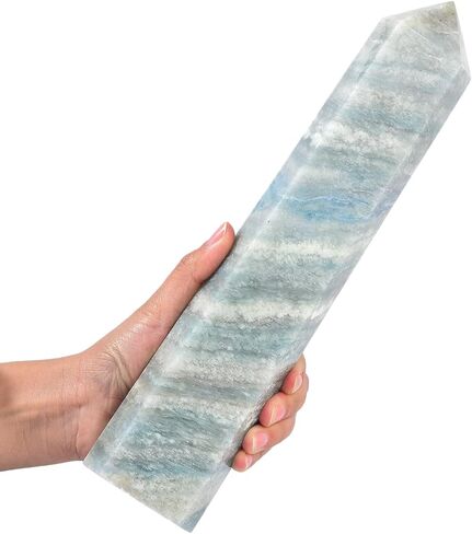 JIC Gem Natural Trolleite Obelisk Tower Wand Large Healing Crystal Point Wand 6 Faceted Reiki Chakra Meditation Therapy Home Decor Crystal Gift 2.2-2.6 Lbs in Kuwait