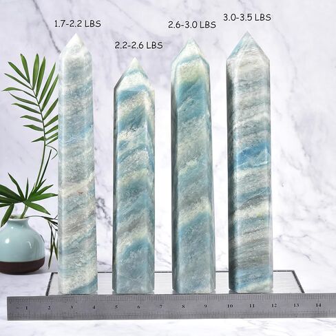 JIC Gem Natural Trolleite Obelisk Tower Wand Large Healing Crystal Point Wand 6 Faceted Reiki Chakra Meditation Therapy Home Decor Crystal Gift 2.2-2.6 Lbs in Kuwait