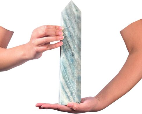 JIC Gem Natural Trolleite Obelisk Tower Wand Large Healing Crystal Point Wand 6 Faceted Reiki Chakra Meditation Therapy Home Decor Crystal Gift 2.2-2.6 Lbs in Kuwait