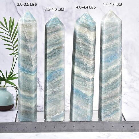 JIC Gem Natural Trolleite Obelisk Tower Wand Large Healing Crystal Point Wand 6 Faceted Reiki Chakra Meditation Therapy Home Decor Crystal Gift 2.2-2.6 Lbs in Kuwait
