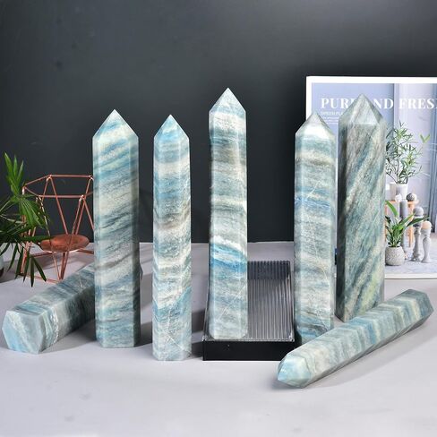 JIC Gem Natural Trolleite Obelisk Tower Wand Large Healing Crystal Point Wand 6 Faceted Reiki Chakra Meditation Therapy Home Decor Crystal Gift 2.2-2.6 Lbs in Kuwait