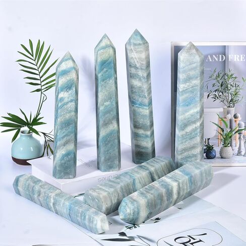 JIC Gem Natural Trolleite Obelisk Tower Wand Large Healing Crystal Point Wand 6 Faceted Reiki Chakra Meditation Therapy Home Decor Crystal Gift 2.2-2.6 Lbs in Kuwait