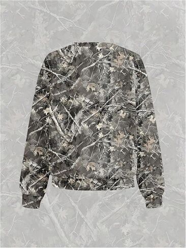 MakeMeChic Women's Camo Sweatshirt Graphic Crew Neck Long Sleeve Drop Shoulder Oversized Pullover Top in Saudi Arabia