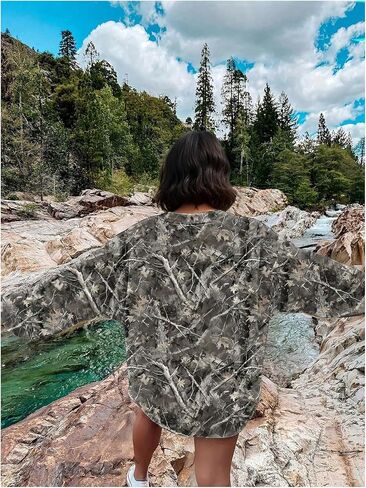 MakeMeChic Women's Camo Sweatshirt Graphic Crew Neck Long Sleeve Drop Shoulder Oversized Pullover Top in Saudi Arabia