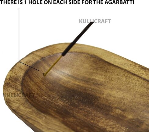 Incense Burner Or Incense Stick Holder - Incense Tray Wooden Ash Catcher - Handmade Mango Wood Incense Stand for Gifting. Modern Home Decor in Kuwait
