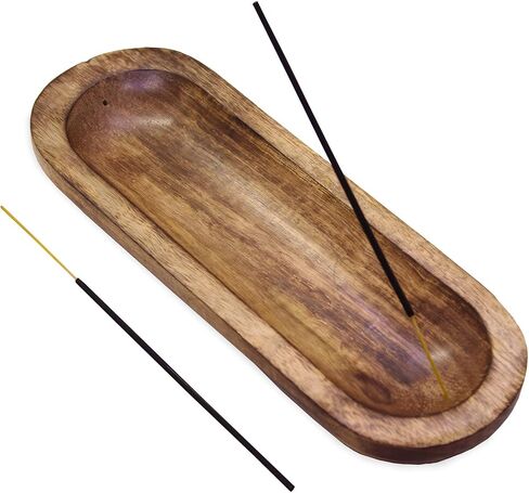 Incense Burner Or Incense Stick Holder - Incense Tray Wooden Ash Catcher - Handmade Mango Wood Incense Stand for Gifting. Modern Home Decor in Kuwait