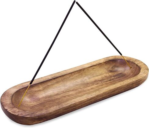 Incense Burner Or Incense Stick Holder - Incense Tray Wooden Ash Catcher - Handmade Mango Wood Incense Stand for Gifting. Modern Home Decor in Kuwait